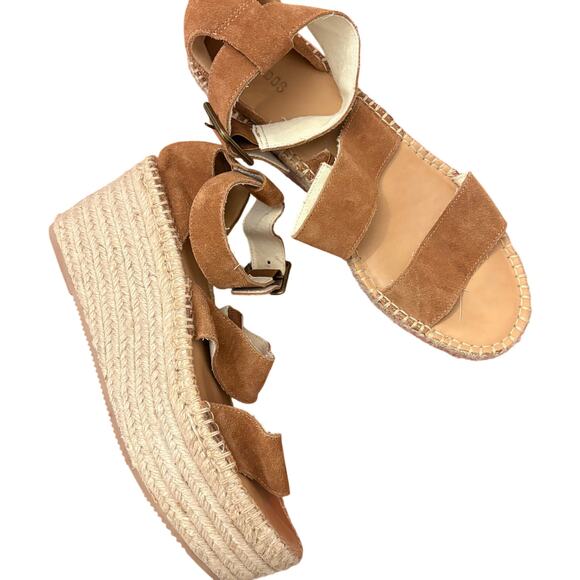 Soludos Palma Caramel Suede Platform Espadrilles with ankle strap, Size 10 - Picture 4 of 6